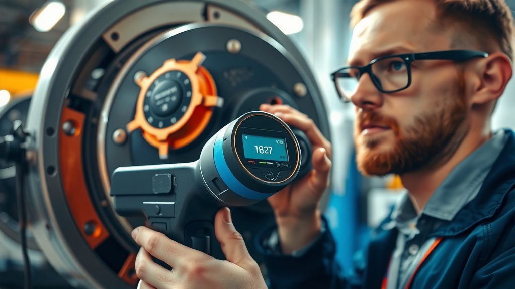 Medición de vibración con acelerómetro sobre el rodamiento de un motor