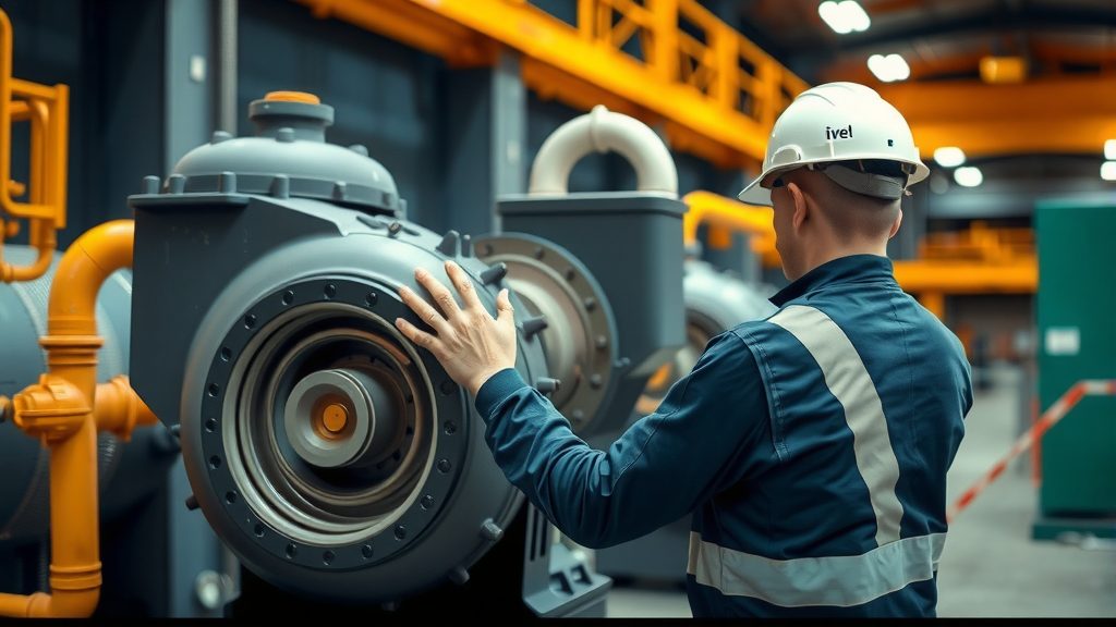 Bomba centrífuga industrial durante una revisión de mantenimiento