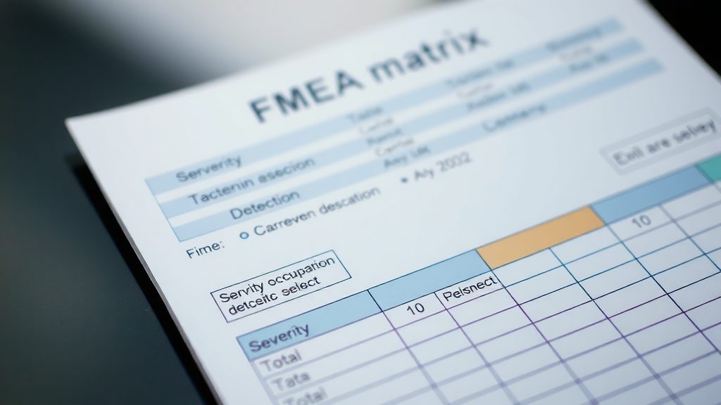 Plantilla AMFE en Excel con las columnas de severidad, ocurrencia y detección