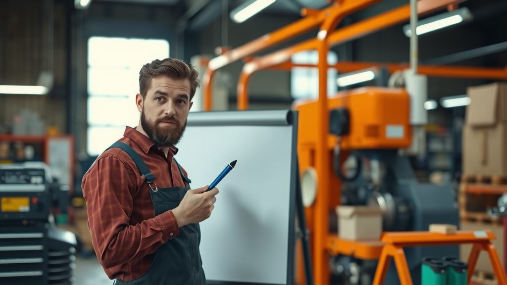 Responsable de mantenimiento planificando el preventivo de una pyme industrial