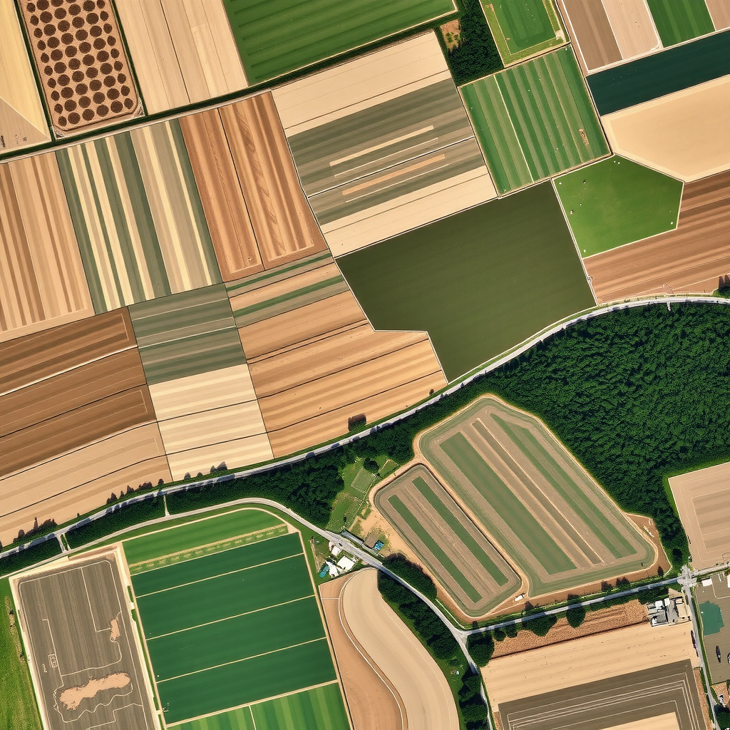Vista satelital de parcelas agrícolas con límites delimitados